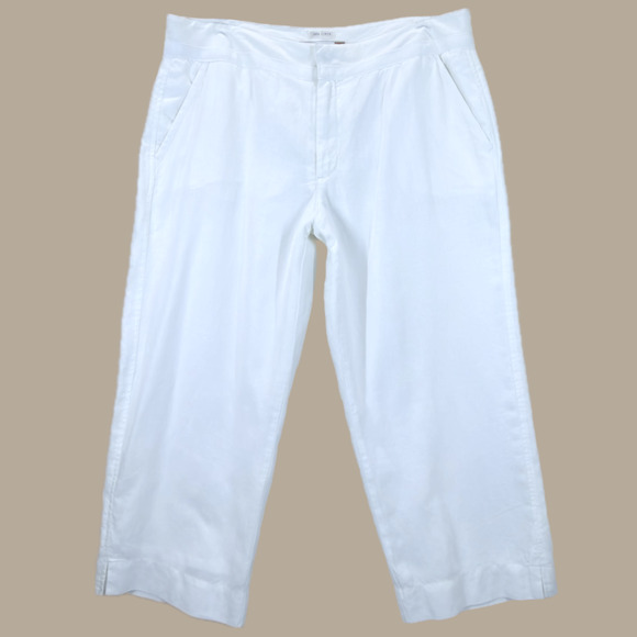 Old Navy Pants - Old Navy Women Size 12 White Cropped Capri Pants Below Waist 100% Linen Summer